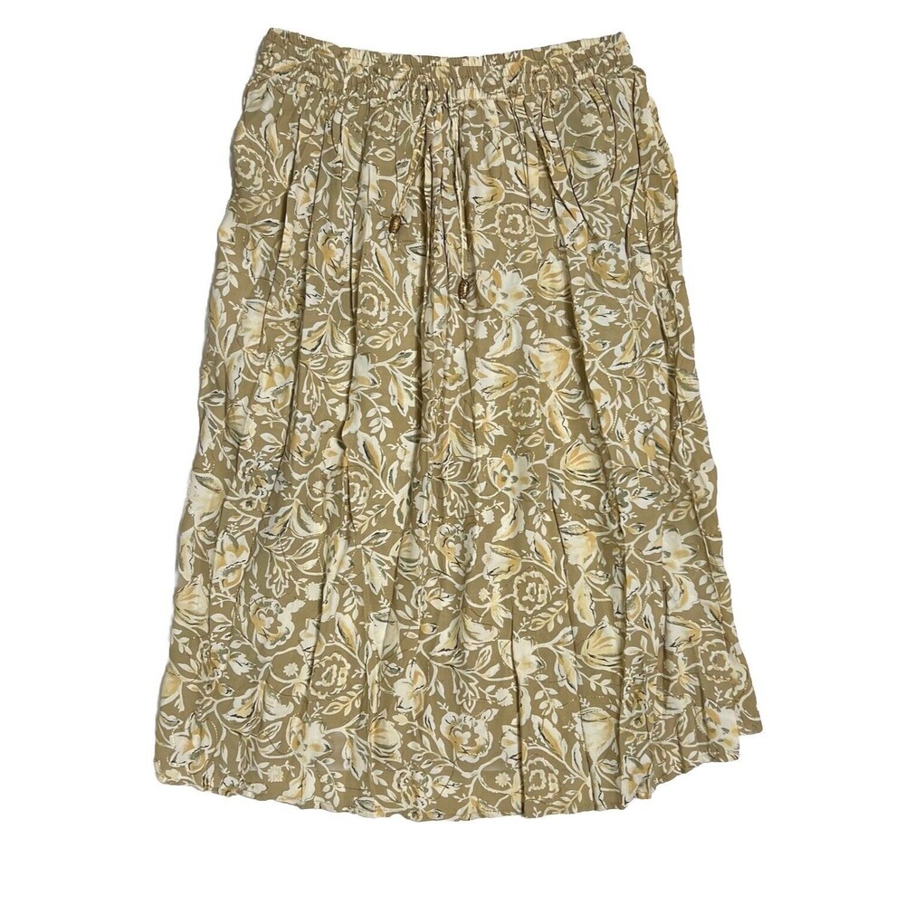 VTG Simply Fashion Full Semi-Sheer Embroidered Skirt Womens 34 Beige Floral Midi